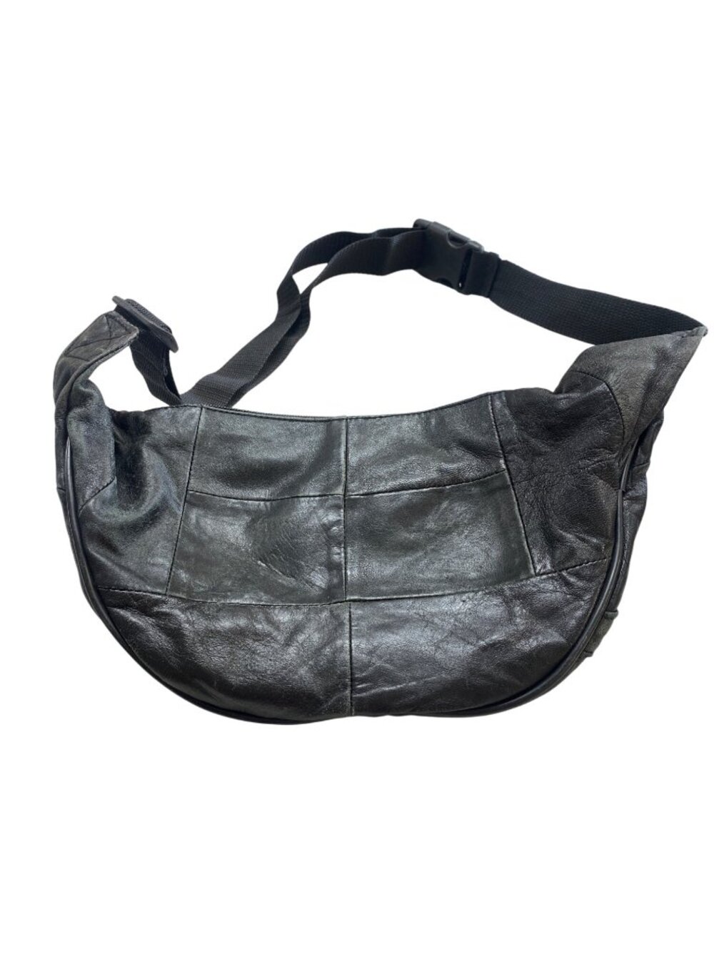 Fanny Pack Belt Bag Waist Bumbag Preowned Black Leather - Picture 2 of 9